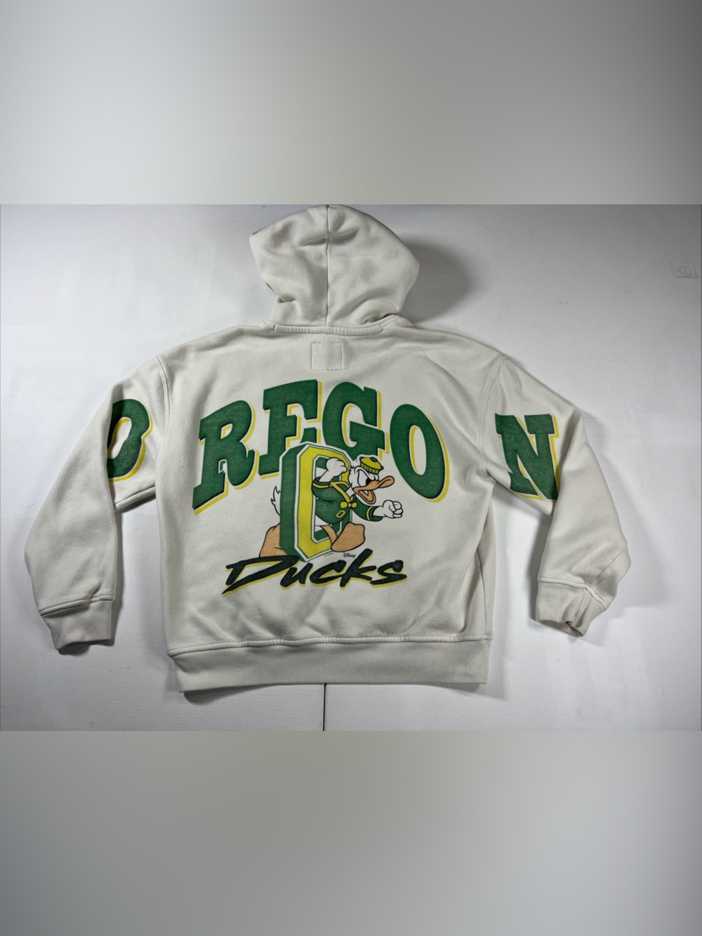 Hollister Oregon Ducks Hoodie Donald Duck Sweatshirt White Retro Boxy Fit Size S